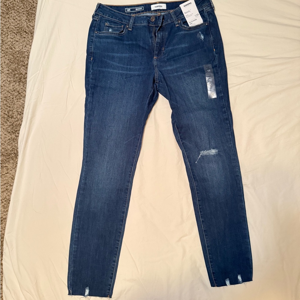 Sonoma Blue Skinny Jeans with Distressed Details
